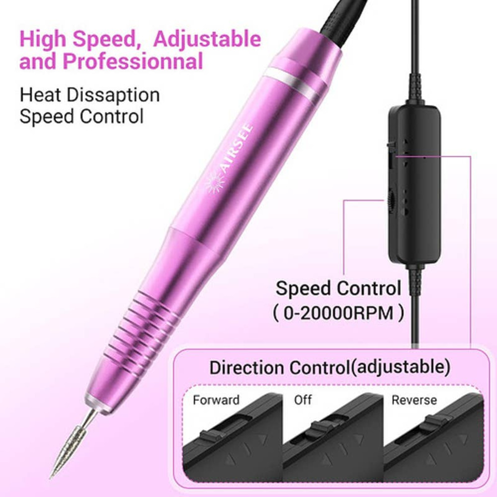 AIRSEE Electric Nail Drill, USB Manicure Pen Sander Polisher